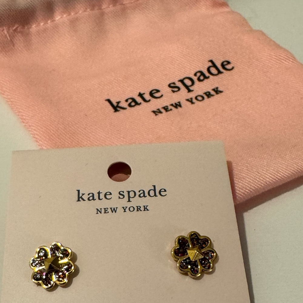 KATE SPADE Spades and Studs, Multi Glitter Enamel, Gold Tone